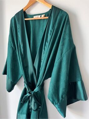 Victoria’s Secret Gold Label Satin Robe | One Size | Teal | Boudoir